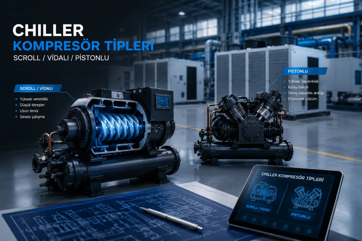 Chiller Kompresör Tipleri: Scroll, Vidalı, Pistonlu